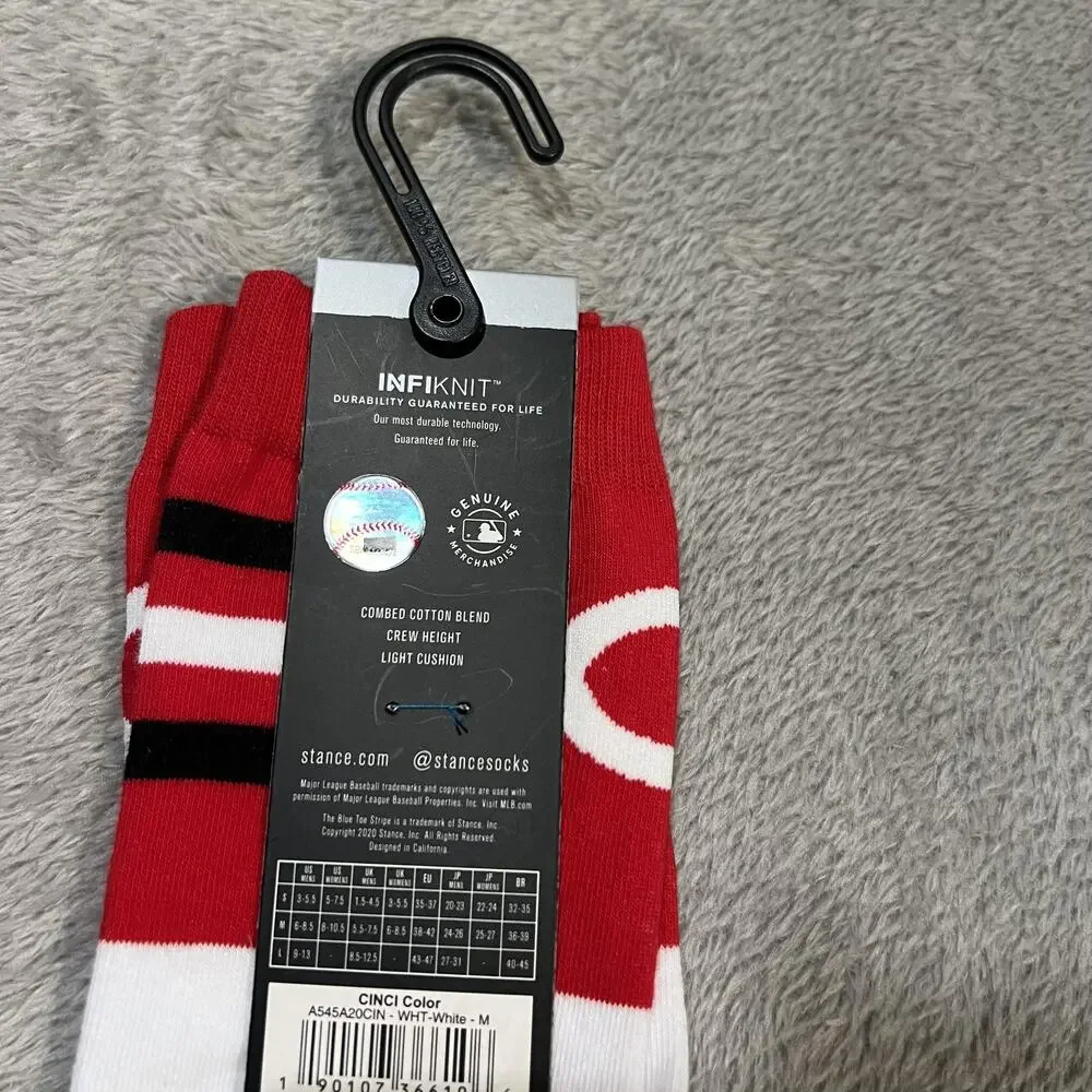Cincinnati Reds Socks Mens Medium Multi Color MLB Baseball Stance Crew Infiknit